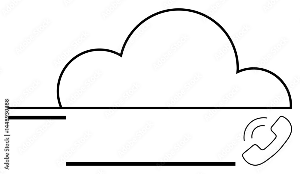 Aufkleber cloud shape with phone receiver sign at base, emphasizing connection and technology. ideal for techn