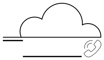 Cloud shape with phone receiver sign at base, emphasizing connection and technology. Ideal for technology, communication, business, digital transformation, remote work, collaboration, and IT