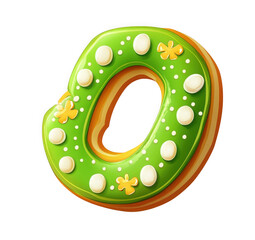 Delicious Green Glazed Cookie Shaped Like Number Zero