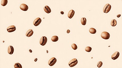 Obraz premium Falling Coffee Beans: A Delightful Brown Cascade