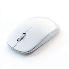 Sleek White Wireless Computer Mouse on white background