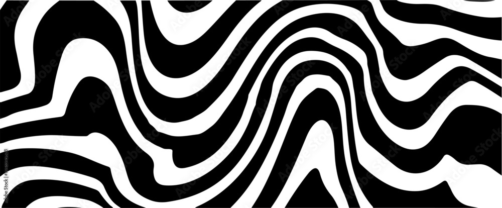 Leinwandbilder monochrome wavy stripes twist and turn across the composition, creating an optical illusion effect. 