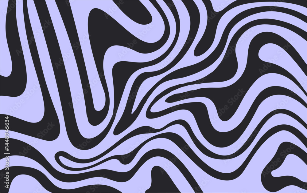 Poster dynamic blue and dark grey vector art featuring wavy, hypnotic lines. the abstract pattern creates a