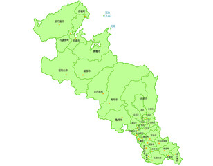 京都府　地図　黄緑　斑点　イラスト