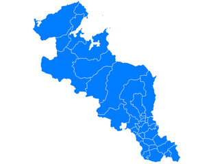 Fototapeta premium 京都府 地図 ブルー イラスト