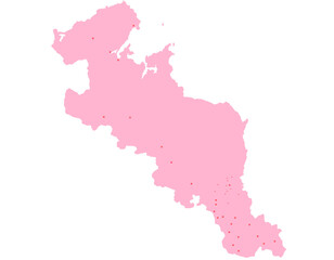 京都府　地図　ピンク　斑点　イラスト