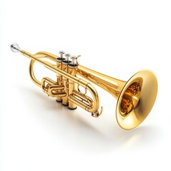 Obraz premium Golden Trumpet Instrument. High-Quality Brass Musical Instrument. on white background
