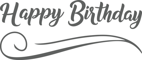 Happy Birthday Typography Vector | Elegant Calligraphy Design with Decorative Swirls for Greeting Cards