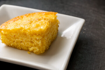 close-up of delicious fresh baked corn bread