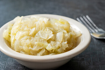 Close-up of steamed cabbage