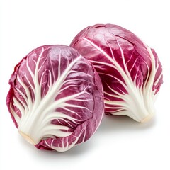 Fototapeta premium Radiant Red Radicchio: A Vibrant Vegetable for Healthy Eating on white background