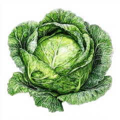 Obraz premium Vibrant Watercolor Cabbage Illustration on white background