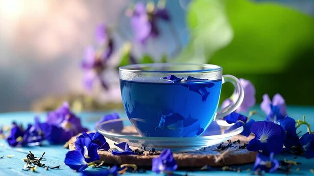Aromatic Blue Tea: Tranquil Moment with Butterfly Pea Flowers