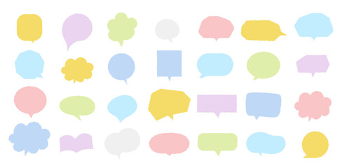 吹き出しセット　パステルカラー手書き風
