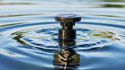 Obraz premium Water pump in water creating ripples for agriculture irrigation and water management system