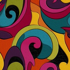Abstract Colorful Swirls Pattern Background Texture Design Vivid Hues Retro Style