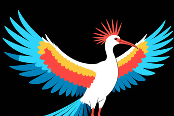 Obraz premium white stork with red wings