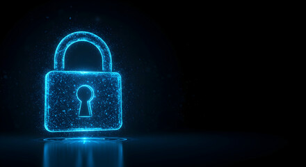 Fototapeta premium Digital Security Concept with Glowing Lock on Dark Background