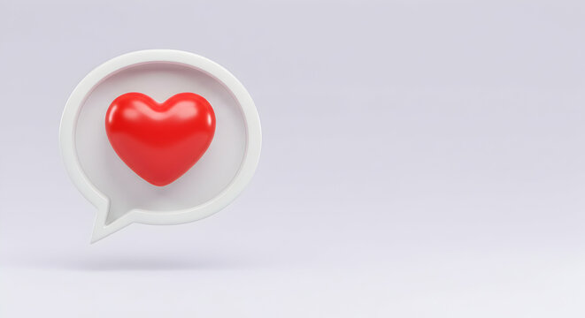 Red Heart in Speech Bubble Symbolizing Love and Communication