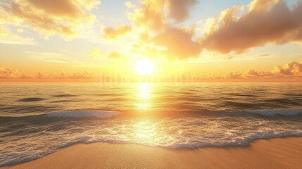 Obraz premium Golden Sunset on Beach