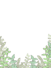 Obraz premium 手描き風・ナチュラルな雰囲気の、植物のフレーム型背景