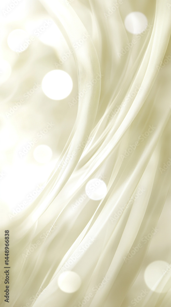 Aufkleber a white fabric with a pattern of circles and a white background. the fabric is flowing and has a sen