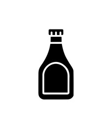 Ketchup bottle silhouette, condiment container icon, simple outline graphic illustration, food sauce concept, blank label space on a transparent background