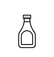 Outline drawing of a generic condiment container, featuring bottle cap and label space, minimal design, product mock up, isolated on a transparent background