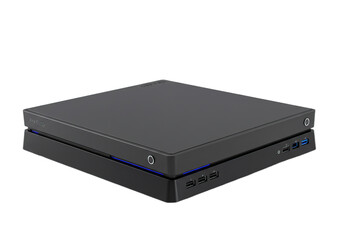 Modern Dark Grey Media Box with Ports Isolated on Black