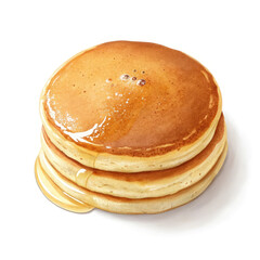 stack of pancakes on a plate isolated on white background