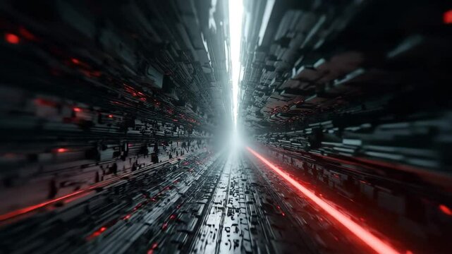 Futuristic Abstract Visualization of Light Speed Travel in Space