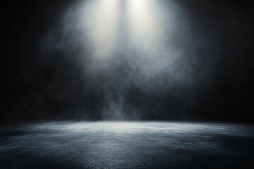 Ethereal Spotlight Illuminating a Textured Surface Against a Dark, Smoky Void