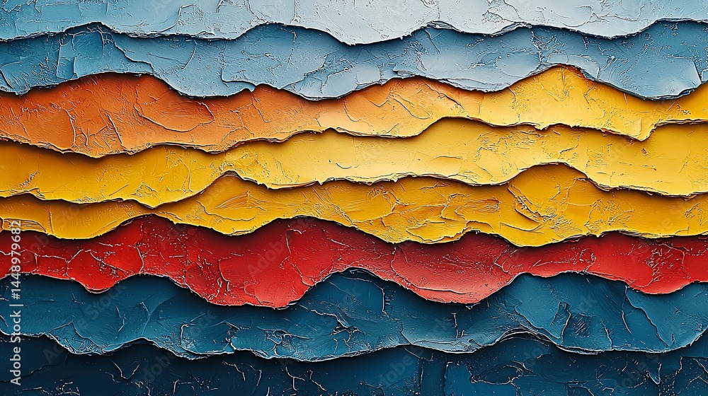 Poster abstract layered colorful textured background with horizontal ridges
