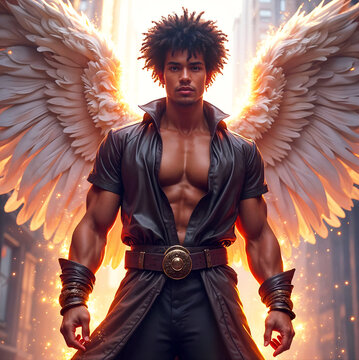 Male Angel With Afro Look Gnerated With AI