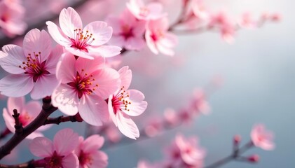 Obraz premium Delicate pink cherry blossoms, intricate repeating pattern , cherry, background image, japan