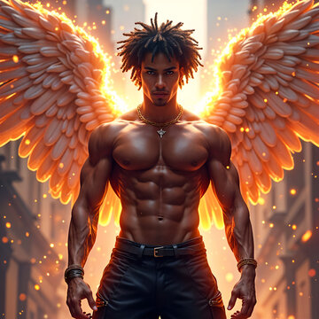Male Angel With Afro Look Gnerated With AI
