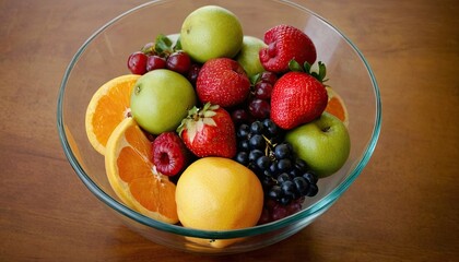 Still Life of Colorful Fresh Fruit in Glass Bowl. 2