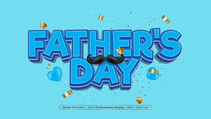 Father's day 3d text effect on blue background