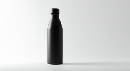 Modern reusable water bottle in matte finish, standing upright on a white background, eco-friendly concept