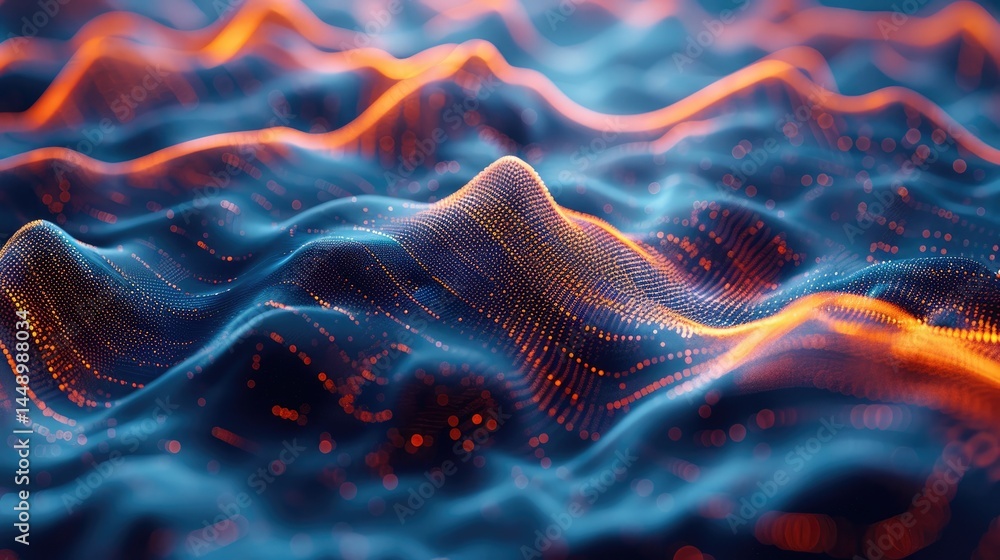 Poster experience a vivid 3d visualization of telecommunication data, showcasing dynamic waves with blue an