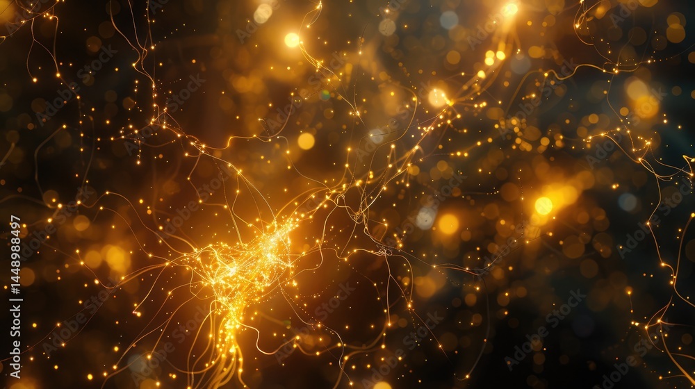 Poster explore an ethereal representation of celestial nodes pulsating in a majestic expanse, illuminated b