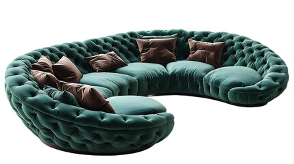 Obraz premium Oval shape velvet couch isolated on transparent background