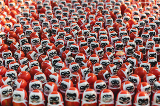 Collection of miniature daruma dolls 