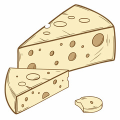 Cartoon Cheese Wedges Vector Illustration Delicious Dairy Food Graphic Design