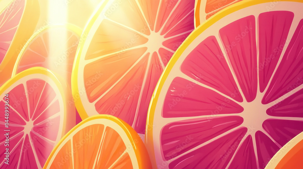 Poster a close up of a bunch of oranges with the word 