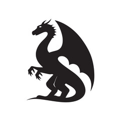 Fototapeta premium Dragon silhouette vector illustration for fantasy art and mythical creature designs and tattoo ideas