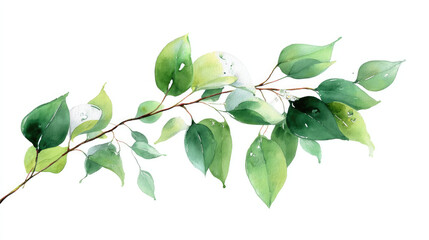 Delicate branch with green leaves