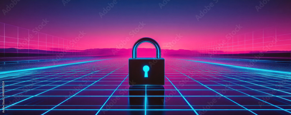 Aufkleber a blue and purple background with a key on it. the key is in the middle of the image and is surround