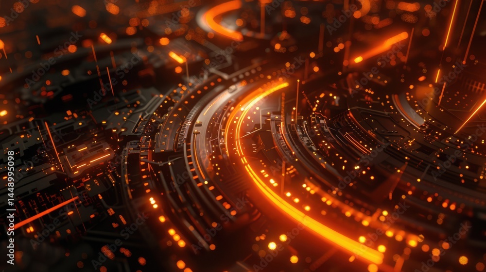Poster abstract of digital shape or line and technological cyber style particle design connect in surreal e