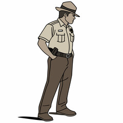 Cartoon Park Ranger Full Body Isolated Illustration Design Elements